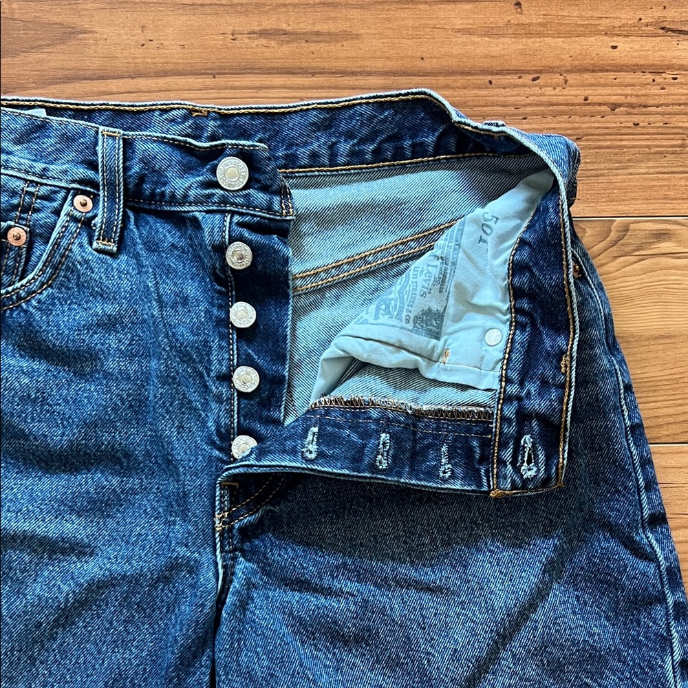 High-Rise Women's Blue Denim Jean Shorts - Picture 4 of 7